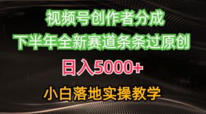 视频号创作者分成最新玩法,日入5000+ 下半年全新赛道条条过原创,小…
