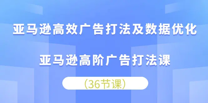 图片[1]-亚马逊 高效广告打法及数据优化，亚马逊高阶广告打法课（36节）