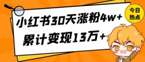 《小红书30天涨粉4w+，累计变现13万+》10478字，如何起号养号到变现，从0到1怎么做？【保姆级教程】-优创圈
