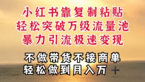 深层揭秘小红书，靠复制粘贴，一周突破万级流量池，无脑搬运，暴力引流…