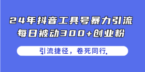 24年抖音工具号暴力引流,每日被动300+创业粉,创业粉捷径,卷死同行