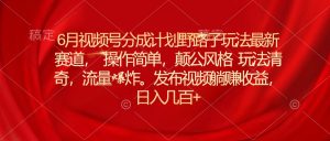 6月视频号分成计划野路子玩法最新赛道操作简单，颠公风格玩法清奇，流…