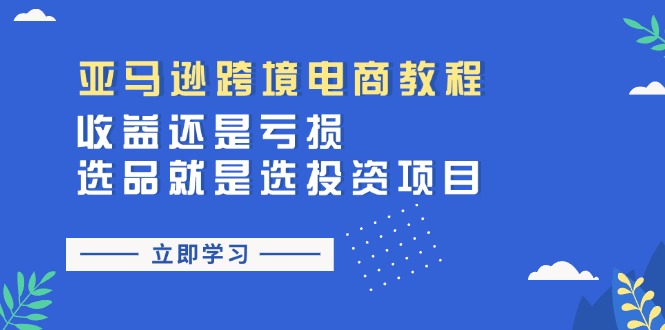 亚马逊跨境电商教程：收益还是亏损！选品就是选投资项目