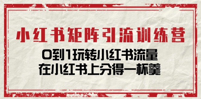 小红书矩阵引流训练营：0到1玩转小红书流量，在小红书上分得一杯羹-14节课