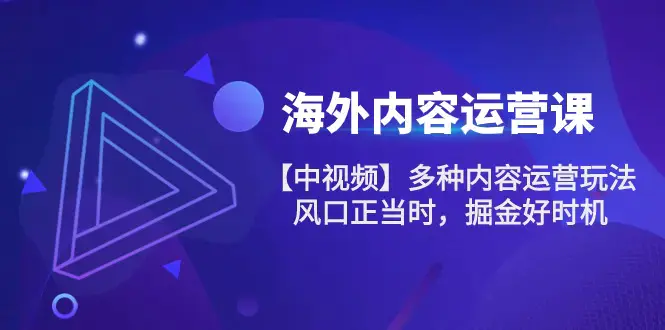 图片[1]-海外内容 运营课【中视频】多种内容运营玩法 风口正当时 掘金好时机-101节