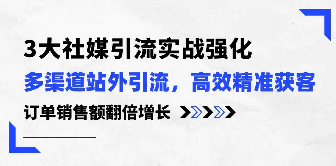 图片[1]-3大社媒引流实操强化，多渠道站外引流/高效精准获客/订单销售额翻倍增长