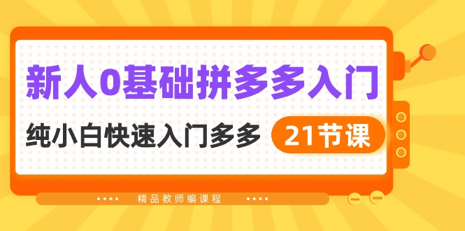 新人0基础拼多多入门，​纯小白快速入门多多（21节课）