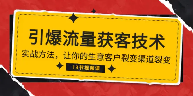 图片[1]-《引爆流量 获客技术》实战方法，让你的生意客户裂变渠道裂变（13节）