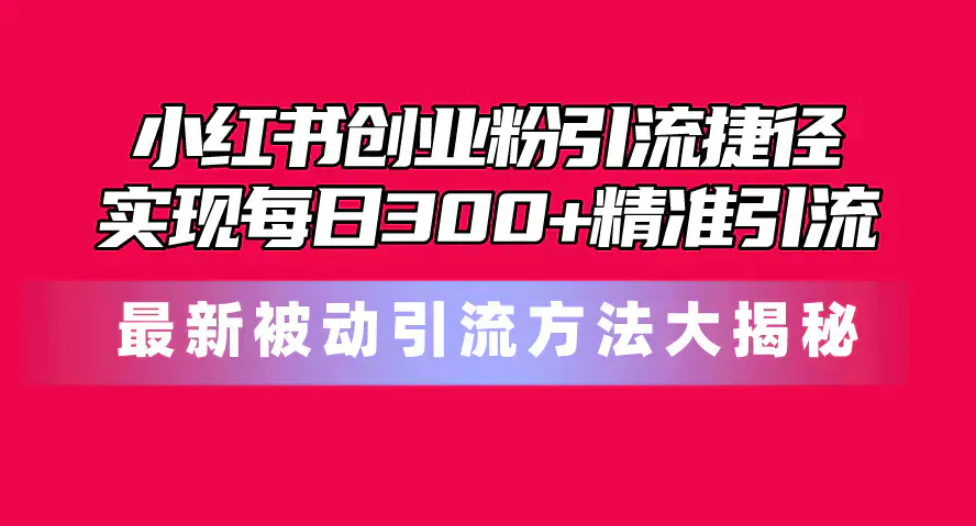 图片[1]-小红书创业粉引流捷径！最新被动引流方法大揭秘，实现每日300+精准引流