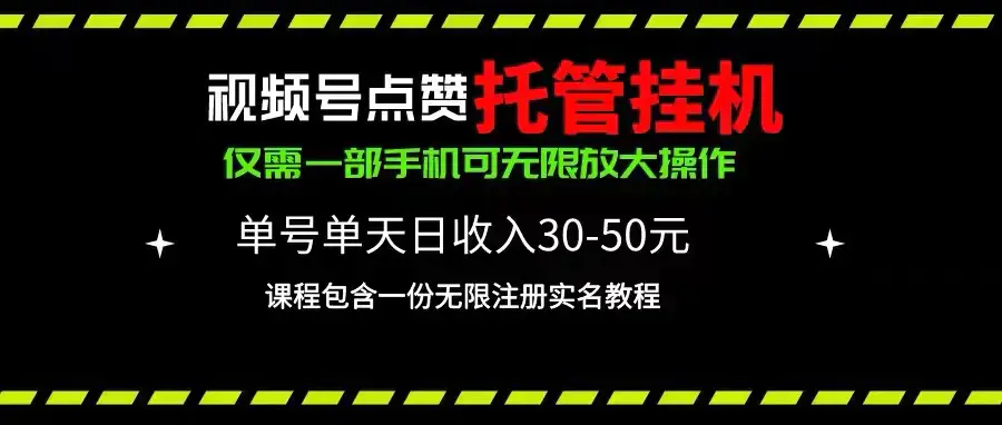 图片[1]-视频号点赞托管挂机，单号单天利润30~50，一部手机无限放大（附带无限…