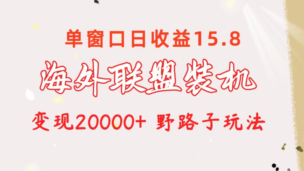 海外联盟装机 单窗口日收益15.8 变现20000+ 野路子玩法