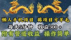 懒人手机项目，每天5分钟，每天收益300+，多种方式可扩大收益！