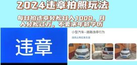 2024违章拍照新玩法，推广躺赚+拍照赚钱双模式，日入1000+