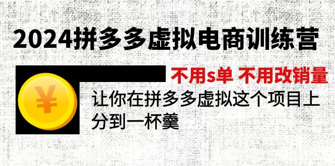 2024拼多多虚拟电商训练营 不s单 不改销量  做虚拟项目分一杯羹(更新10节)-创富新天地