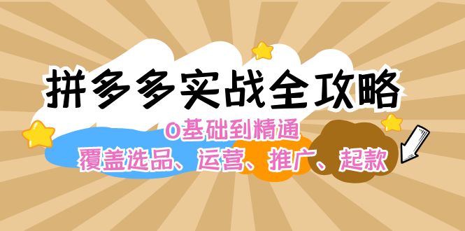 拼多多实战全攻略：0基础到精通，覆盖选品、运营、推广、起款-琪琪网创