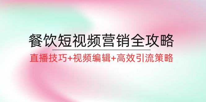 餐饮短视频营销全攻略：直播技巧+视频编辑+高效引流策略-琪琪网创