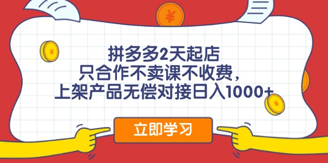 拼多多0成本开店，只合作不卖课不收费，0成本尝试，日赚千元+-琪琪网创