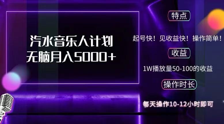 抖音汽水音乐人计划无脑月入5000+-清创圈