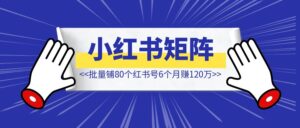 批量铺80个小红书号6个月赚了120万！【保姆级教程】-优创圈