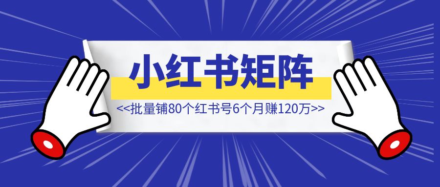 批量铺80个小红书号6个月赚了120万！【保姆级教程】-创富新天地