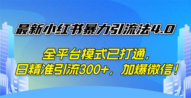 最新小红书暴力引流法4.0， 全平台模式已打通，日精准引流300+，加爆微…-琪琪网创