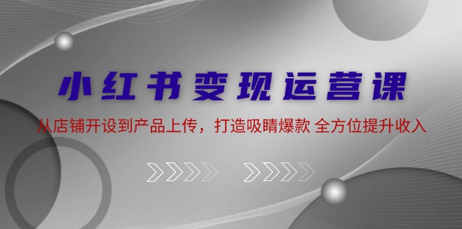 小红书变现运营课：从店铺开设到产品上传，打造吸睛爆款 全方位提升收入-侠客笔记