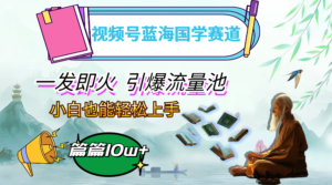 视频号蓝海国学赛道，一发即火，引爆流量池，小白也能轻松上手，月入过万-优创圈