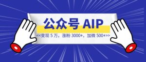 变现 5 万，涨粉 3000+，加微 500+【我的公众号 AIP 之路】-优创圈