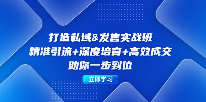 打造私域&发售实操班：精准引流+深度培育+高效成交，助你一步到位-清创圈