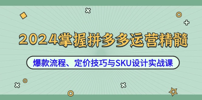 2024掌握拼多多运营精髓：爆款流程、定价技巧与SKU设计实战课-侠客笔记