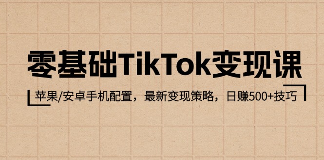 零基础TikTok变现课：苹果/安卓手机配置，最新变现策略，日赚500+技巧-清创圈