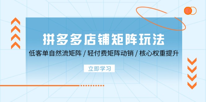 拼多多店铺矩阵玩法：低客单自然流矩阵 / 轻付费矩阵 动销 / 核心权重提升-清创圈