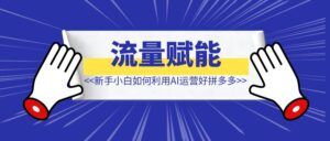 新手小白如何运营好拼多多【流量赋能AI写作】-优创圈