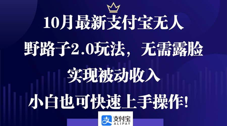 10月最新支付宝无人野路子2.0玩法，无需露脸，实现被动收入，小白也可…-优创圈