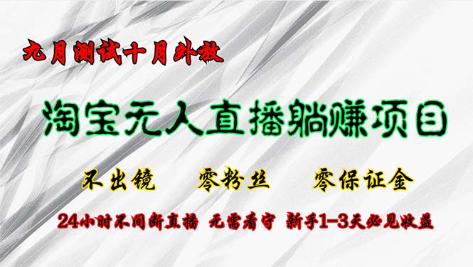 淘宝无人直播最新玩法，九月测试十月外放，不出镜零粉丝零保证金，24小…-琪琪网创