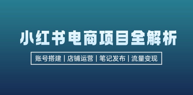 小红书电商项目全解析，包括账号搭建、店铺运营、笔记发布  实现流量变现-清创圈