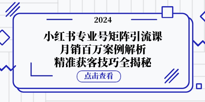 小红书专业号矩阵引流课，月销百万案例解析，精准获客技巧全揭秘-创富新天地