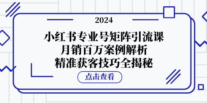 小红书专业号矩阵引流课，月销百万案例解析，精准获客技巧全揭秘-优创圈