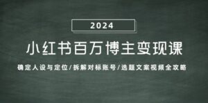 小红书百万博主变现课：确定人设与定位/拆解对标账号/选题文案视频全攻略-优创圈