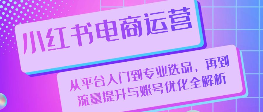 小红书电商运营：从平台入门到专业选品，再到流量提升与账号优化全解析-琪琪网创