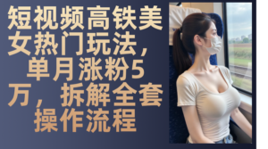 短视频高铁美女热门玩法，单月涨粉5万，拆解全套操作流程-优创圈