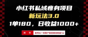 小红书瘦身项目3.0模式，新手小白日赚收益1000+（附从一名客户裂变收益…-优创圈