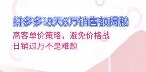 拼多多18天8万销售额揭秘：高客单价策略，避免价格战，日销过万不是难题-优创圈