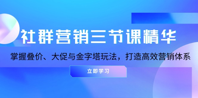 社群营销三节课精华：掌握叠价、大促与金字塔玩法，打造高效营销体系-聚创学社