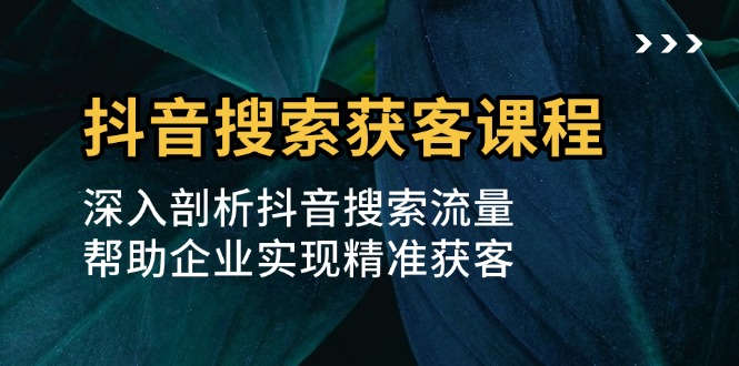 抖音搜索获客课程：深入剖析抖音搜索流量，帮助企业实现精准获客-伙伴笔记