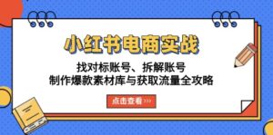 小红书电商实战：找对标账号、拆解账号、制作爆款素材库与获取流量全攻略-优创圈