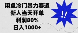 闲鱼冷门暴力赛道，新人当天开单，利润80%，日入1000+-优创圈