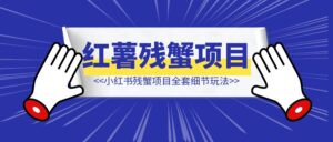 小红书残蟹项目全套细节玩法,复制就能出单-优创圈