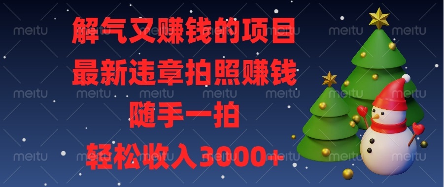 解气又赚钱的项目，最新违章拍照赚钱，随手一拍，轻松收入3000+-铭创学社