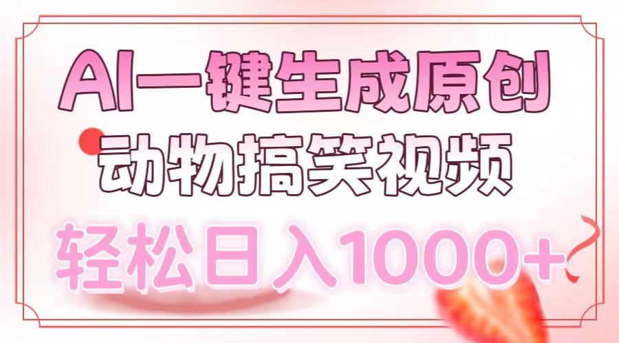 AI一键生成原创动物搞笑视频，轻松日入1000+-创富新天地